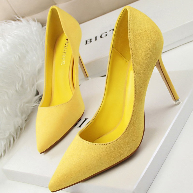 Solid Pointed Toe Stiletto High Heel Ladies Pumps