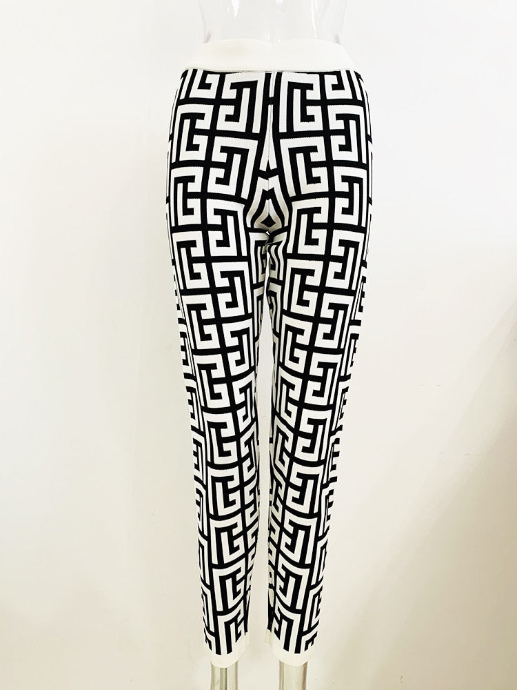 Women's Monogram Jacquard Knit Pencil Pants