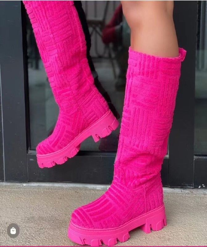 Suede Microfiber Knee High Snowboots