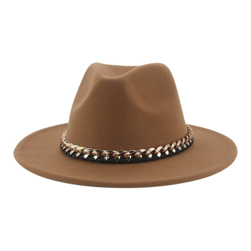 Women's Chain Belt Fedora Hat