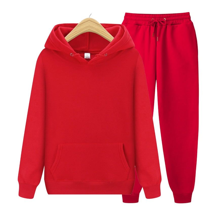 Men's Solid Color Hoodie + Pants 2-Piece Sweatsuit