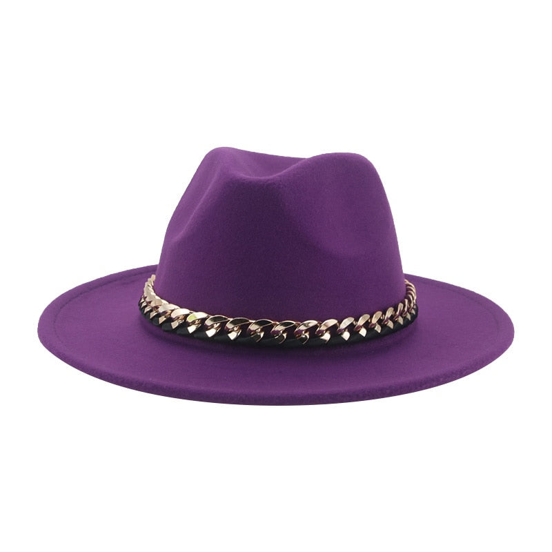 Women's Chain Belt Fedora Hat