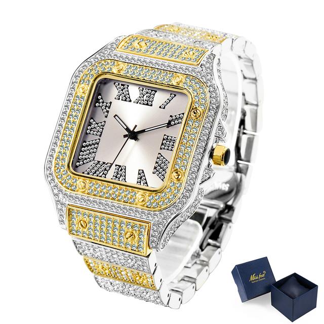 Men's Square Waterproof Diamond Luminous Watch