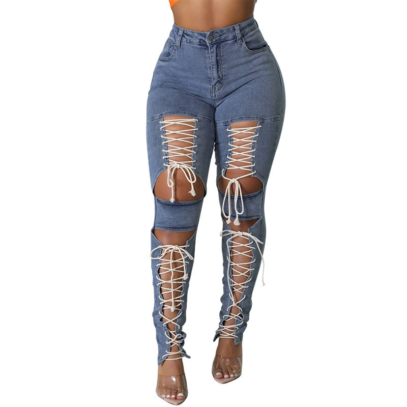 Ripped Women's Hollow Out Jeans