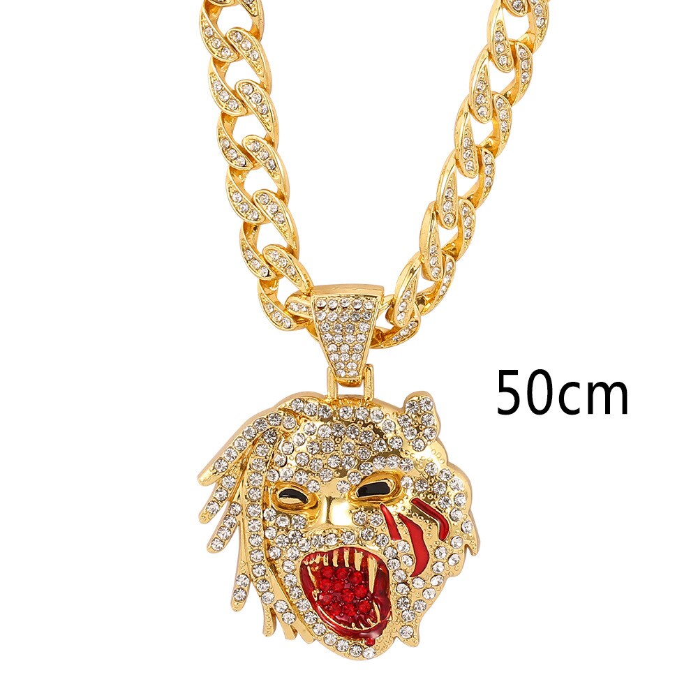 Iced Out Monster Pendant Necklace Miami Gold Cuban Chain Choker Jewelry Mens Gift