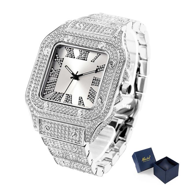 Men's Square Waterproof Diamond Luminous Watch