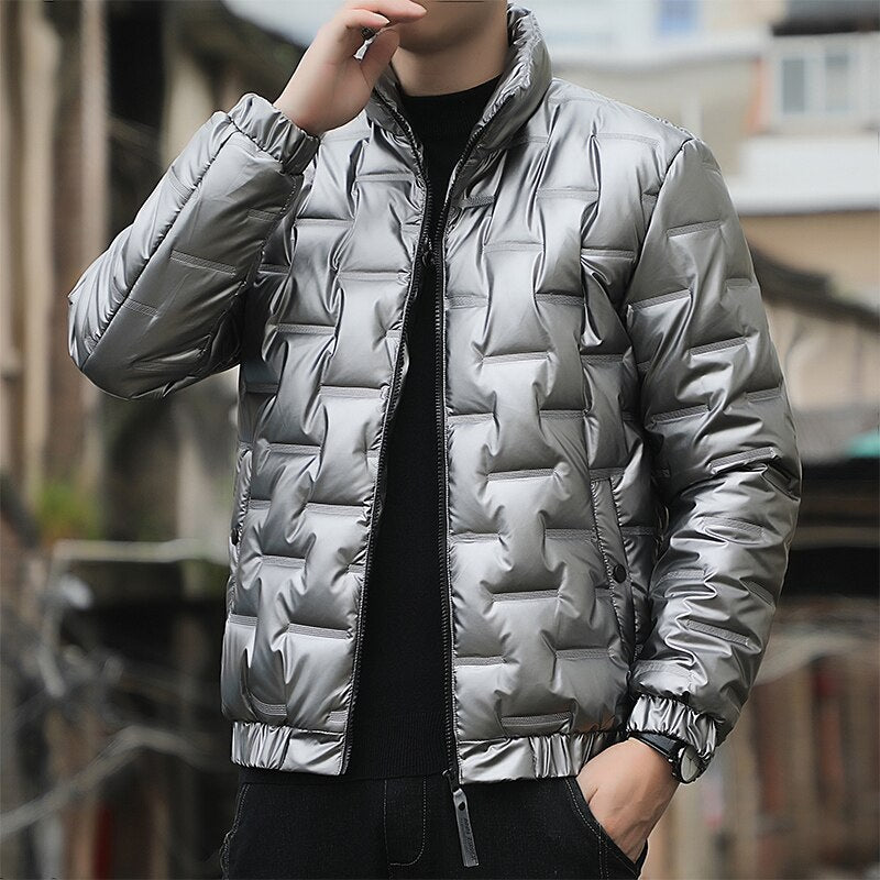 Men's Quilted Shiny Waterproof Down Jackets