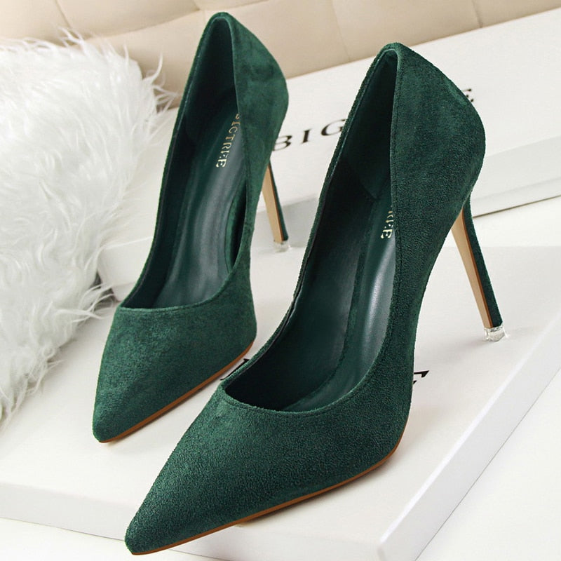 Solid Pointed Toe Stiletto High Heel Ladies Pumps