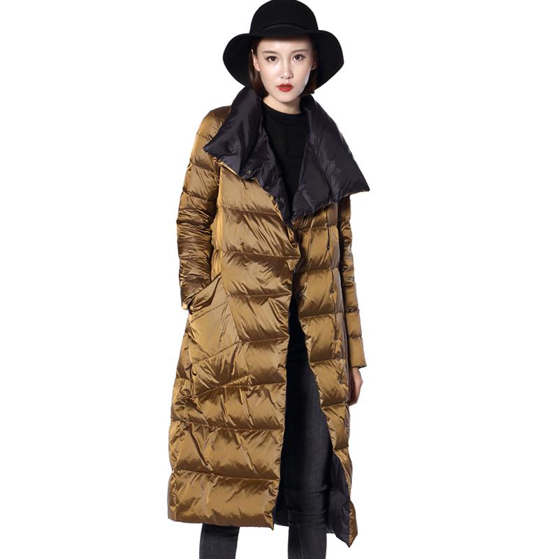 Women's Double Sided Down Down Coat Double Breasted Trench Coat