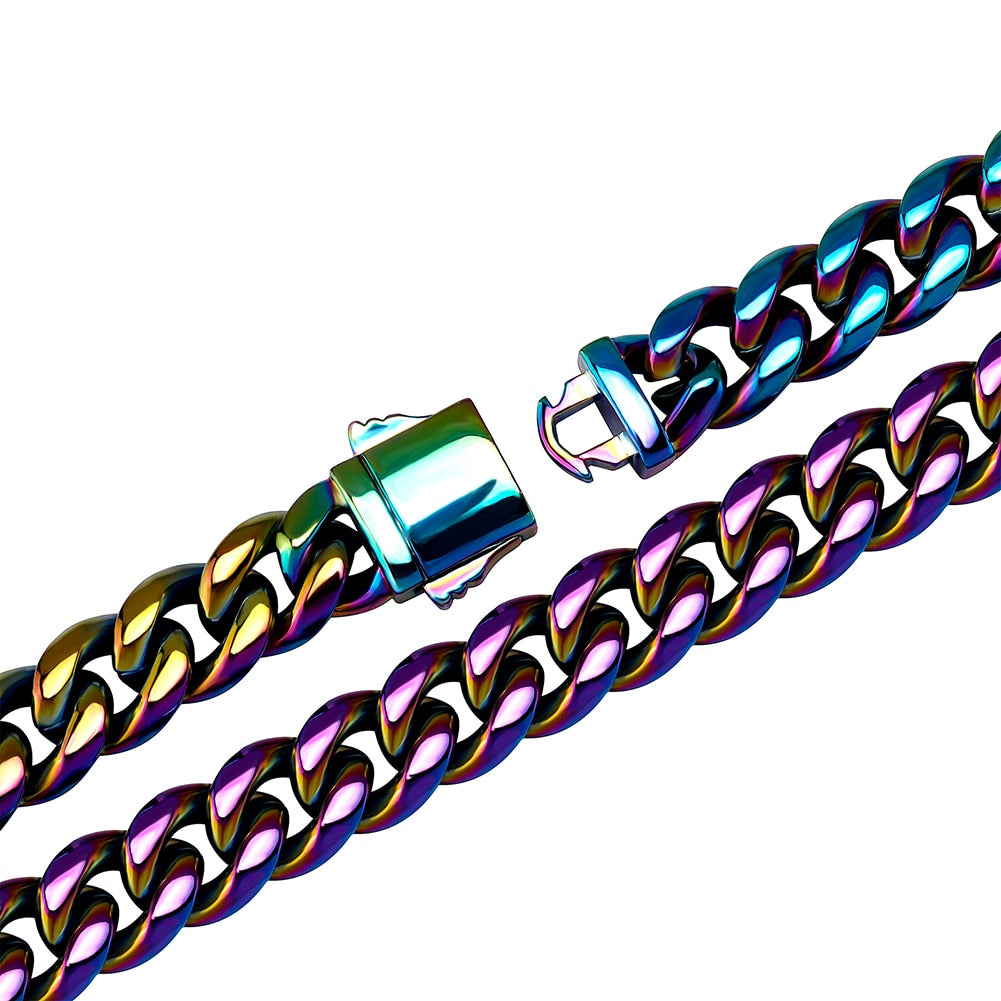 Stainless Steel Hip Hop Multi-Colored Cuban Chain