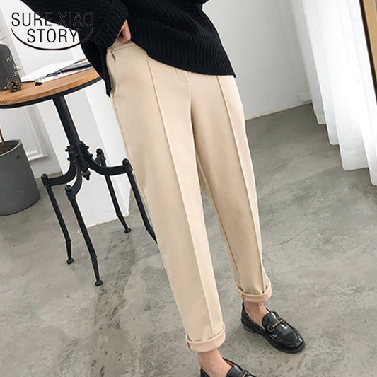 Pleated Knitted Women's Pencil Trouser Office Pants to 4X