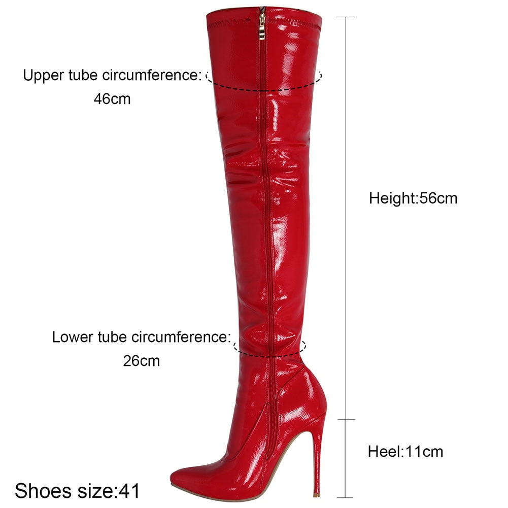 Pointed Toe Zipper Over The Knee Boots