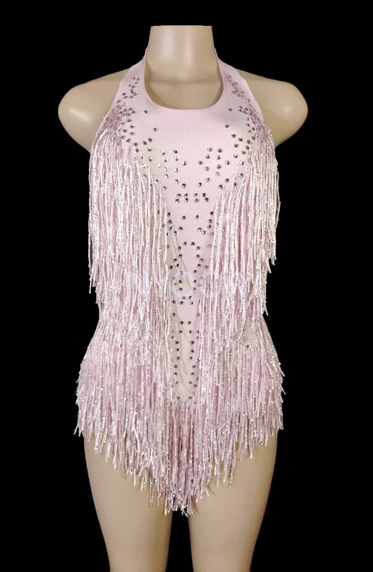 Sparkling Tassel Rhinestone Fringed Dance Leotard/Bodysuit/Performance Costume