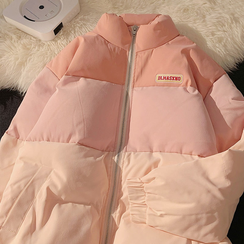 Women's Gradient Colorblock Cotton Padded Down Puffer Jacket