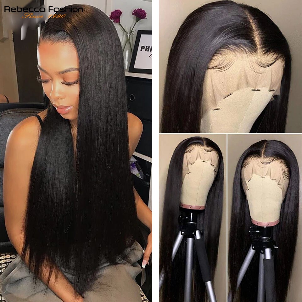 HD Transparent Lace Front 100% Human Hair Ombre Straight Pre-Plucked 13x1x6 Lace Wig