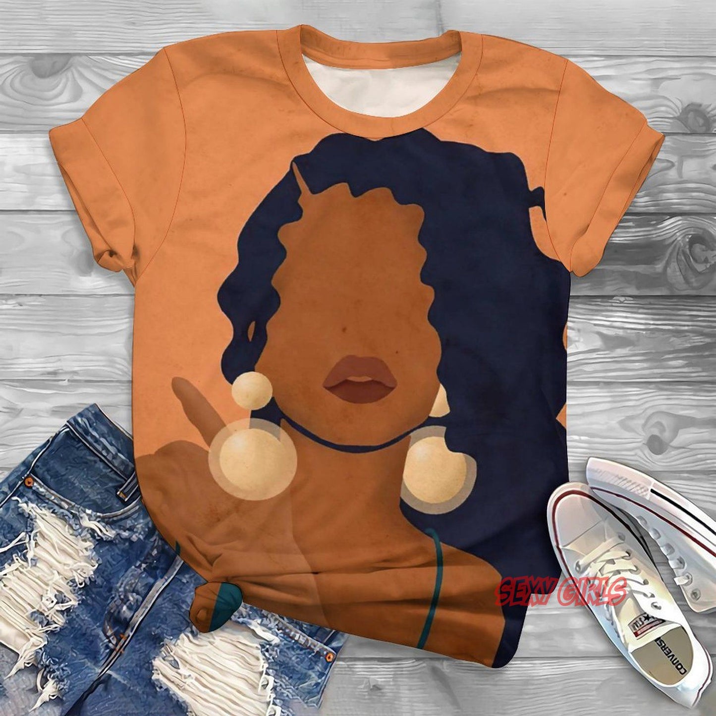 Black Woman Graphic Printed T-shirts Plus to 6X