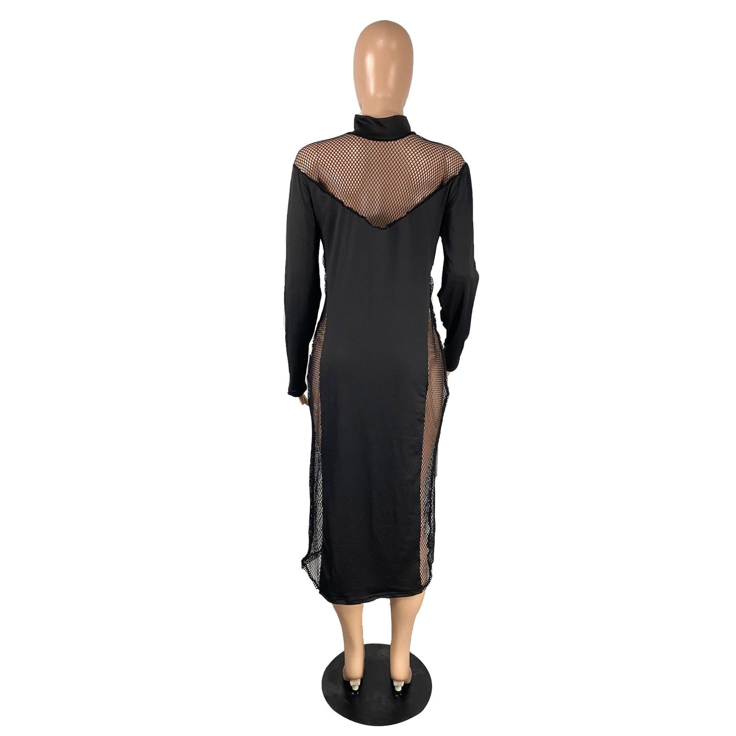 Transparent Black Mesh Plus Size Maxi Dress to 5X