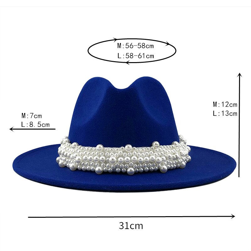 Pearl Ribbon Felt Fedora Hat