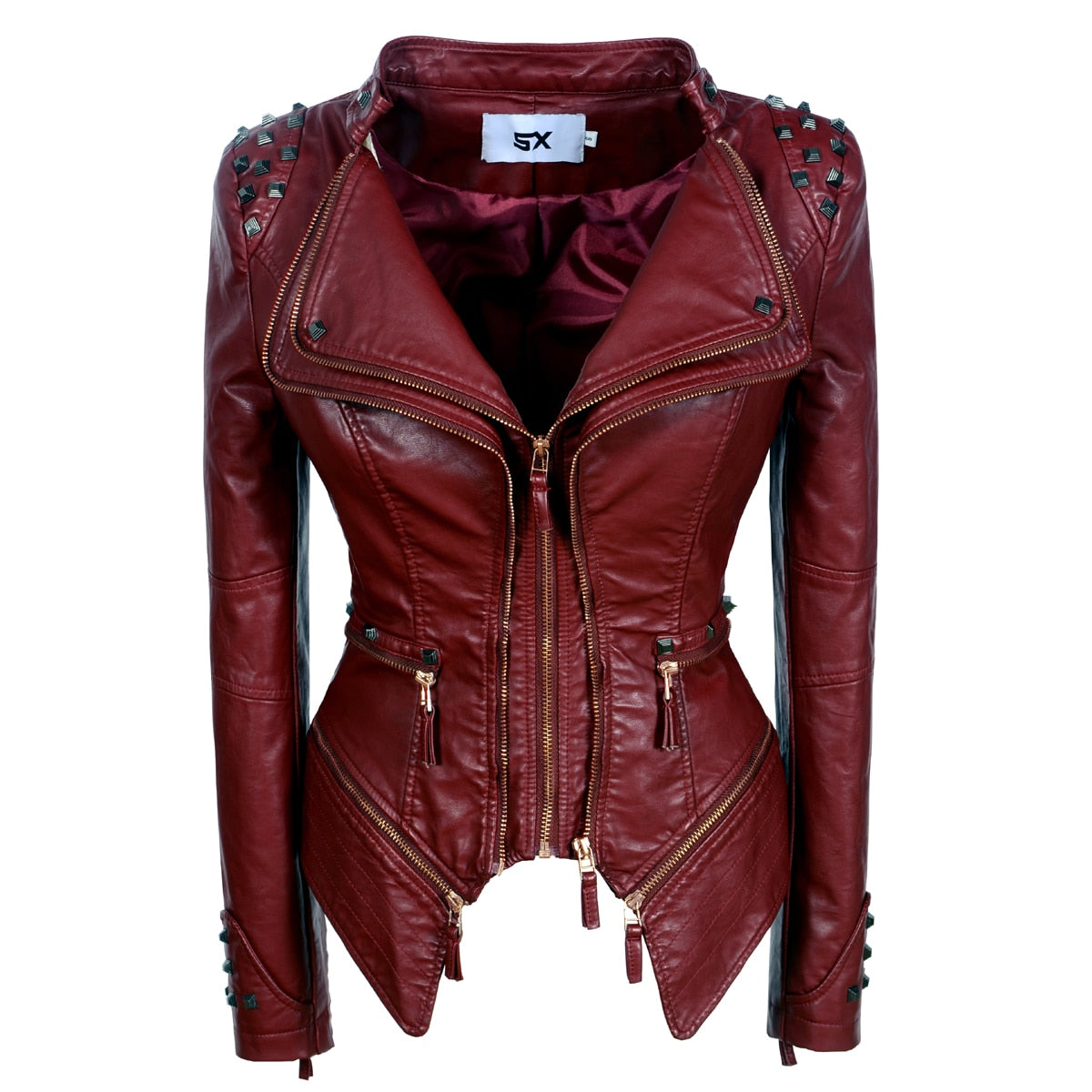 Snake Print Motorcycle Faux PU Leather Ladies Jacket