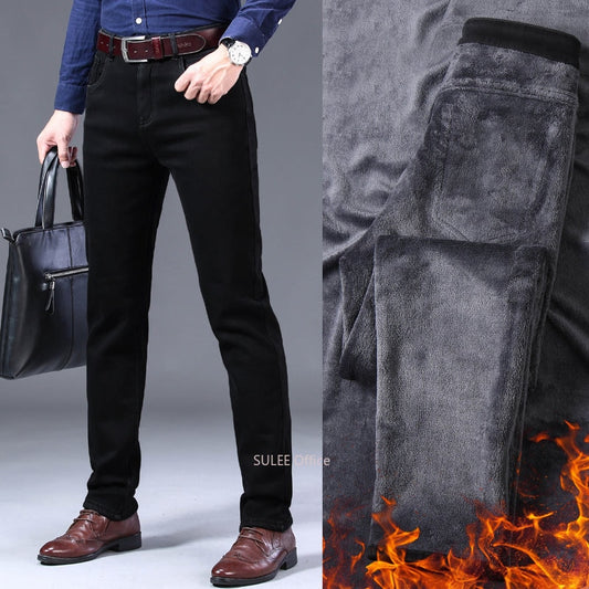 Men's Slim Fit Stretch Velvet Fleece Lined Jeans