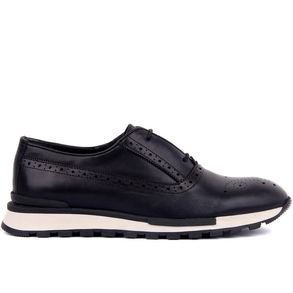 Men's Leather Lace-Up Casual Derby Sneakers