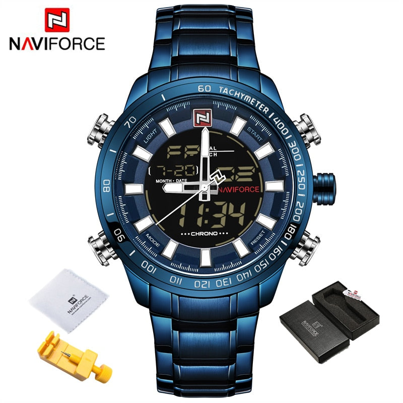 Men's Gold Quartz LED Waterproof Watches