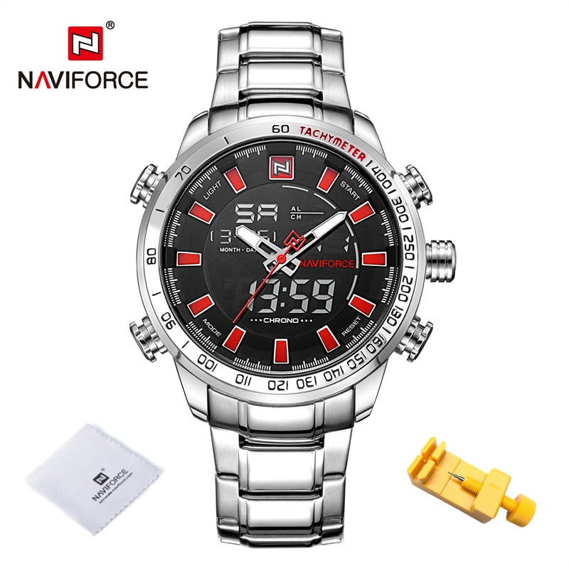 Men's Gold Quartz LED Waterproof Watches