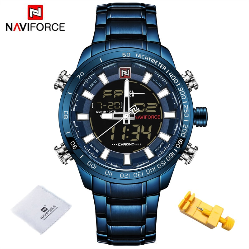 Men's Gold Quartz LED Waterproof Watches