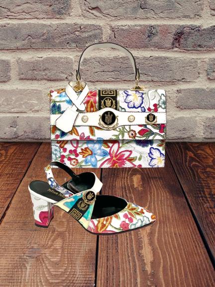 Grafitti Floral Pattern Shoe & Purse Set