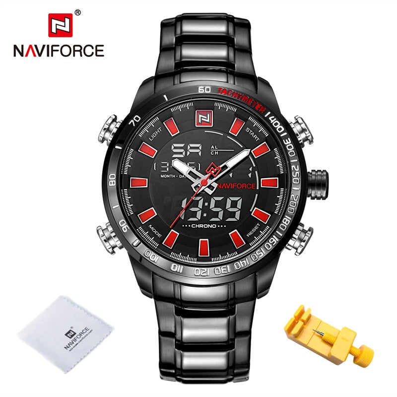 Men's Gold Quartz LED Waterproof Watches