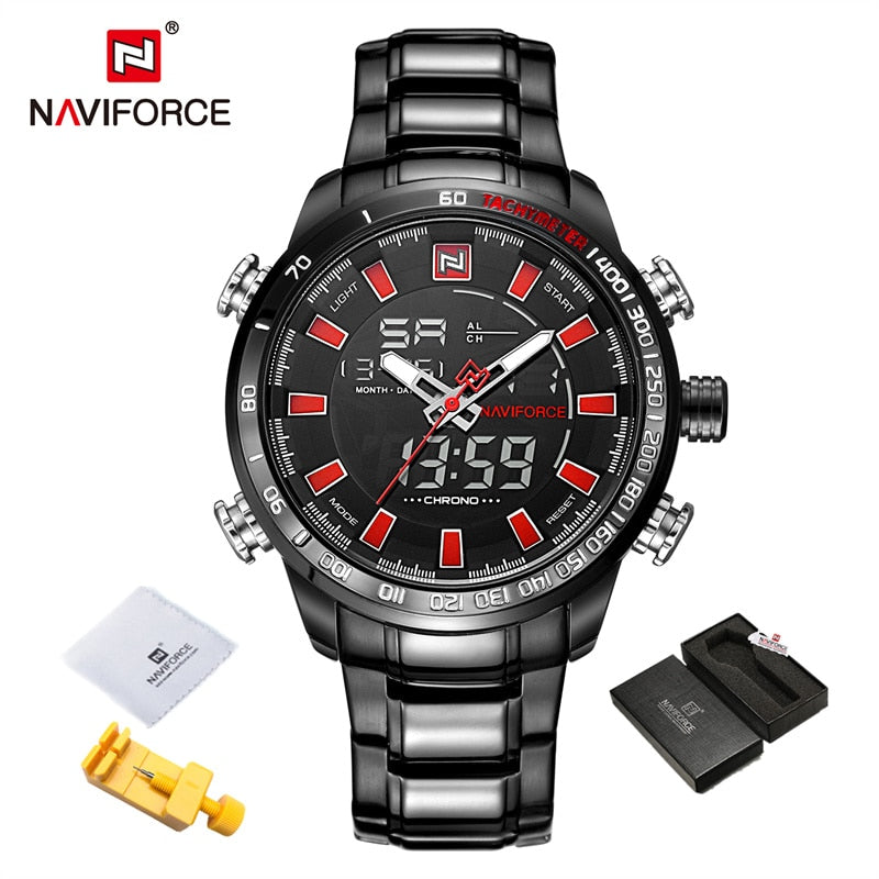 Men's Gold Quartz LED Waterproof Watches