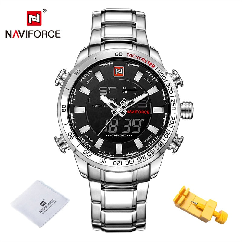 Men's Gold Quartz LED Waterproof Watches