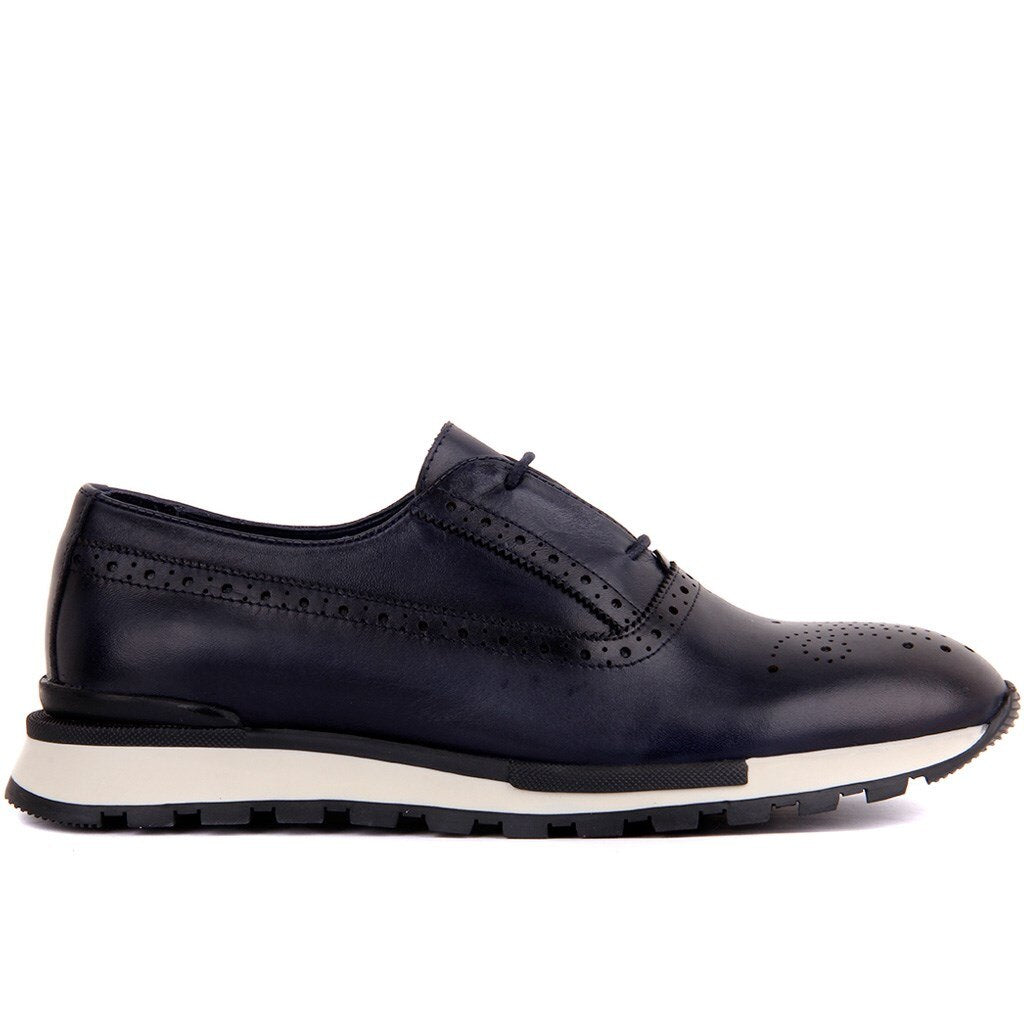 Men's Leather Lace-Up Casual Derby Sneakers