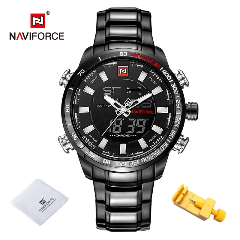 Men's Gold Quartz LED Waterproof Watches