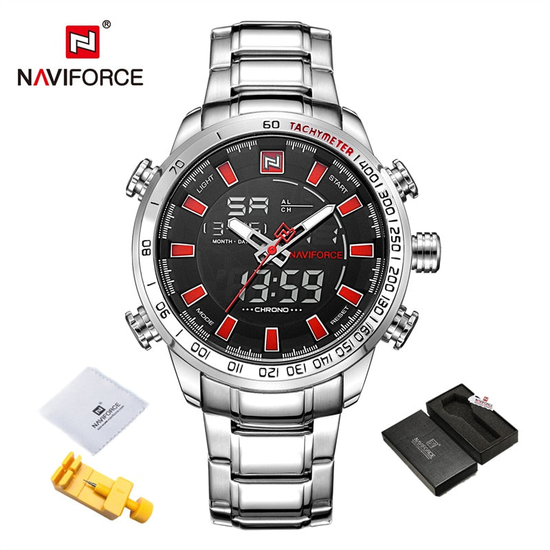 Men's Gold Quartz LED Waterproof Watches