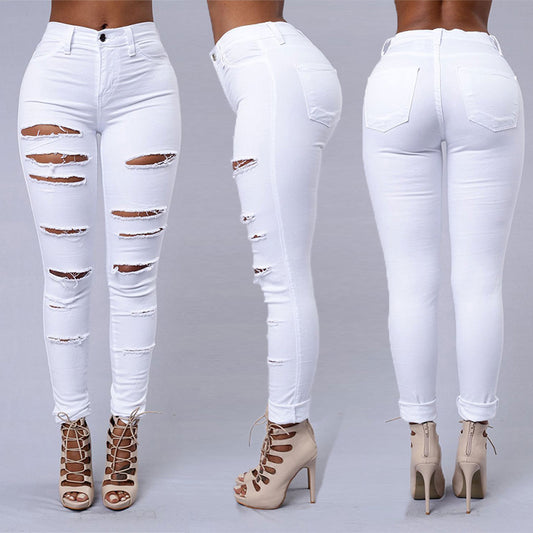 Skinny Ripped Denim Casual Jeans