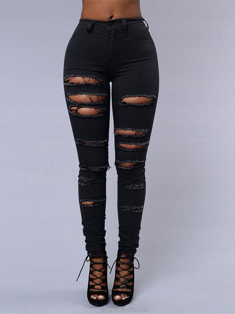 Skinny Ripped Denim Casual Jeans