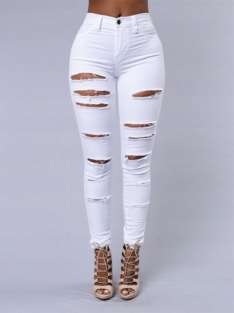 Skinny Ripped Denim Casual Jeans