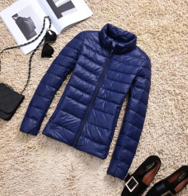 Solid Color Ribbed Hooded Women's Light Puffer Duck Down Jacket to 4X