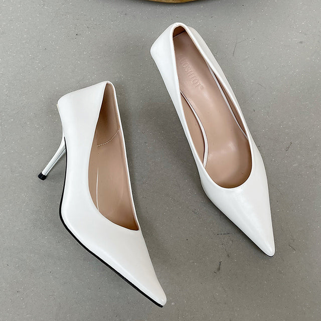 Shallow Pointed Toe Ladies Designer Heel Pumps