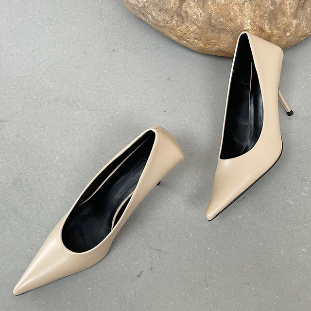 Shallow Pointed Toe Ladies Designer Heel Pumps