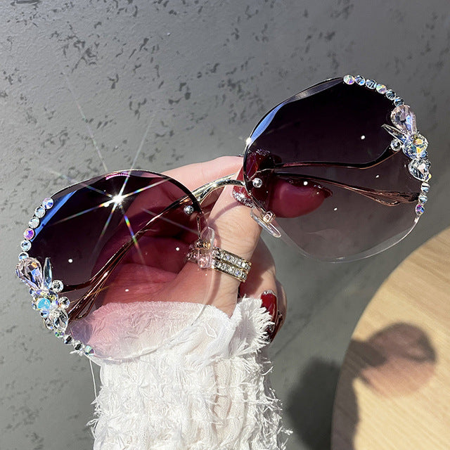 Bling Graduent Rhinestone Big Diamond Sunglasses