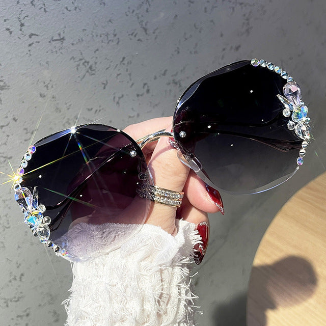 Bling Graduent Rhinestone Big Diamond Sunglasses