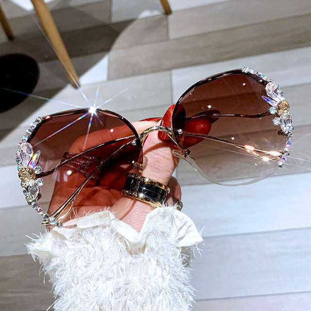 Bling Graduent Rhinestone Big Diamond Sunglasses