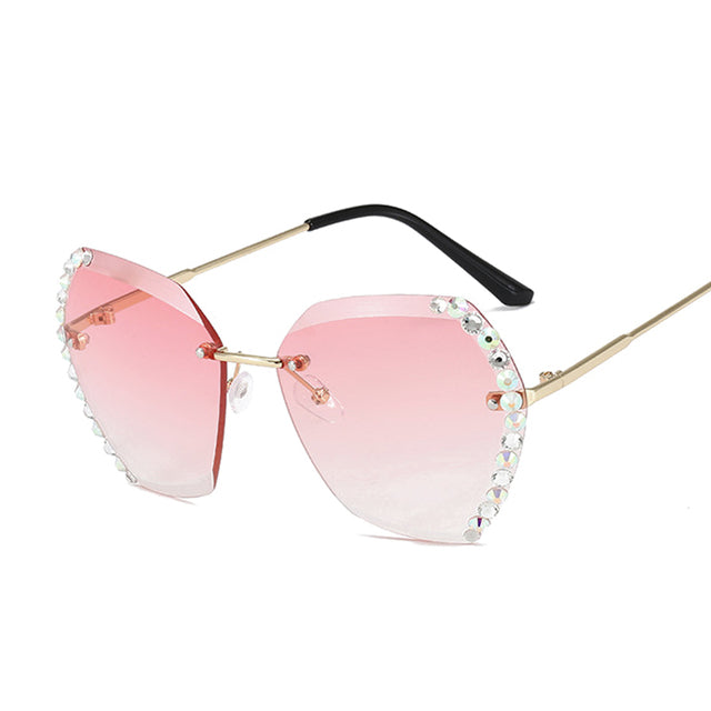 Polygon Rimless Diamond Metal Frameless Gradient Sunglasses