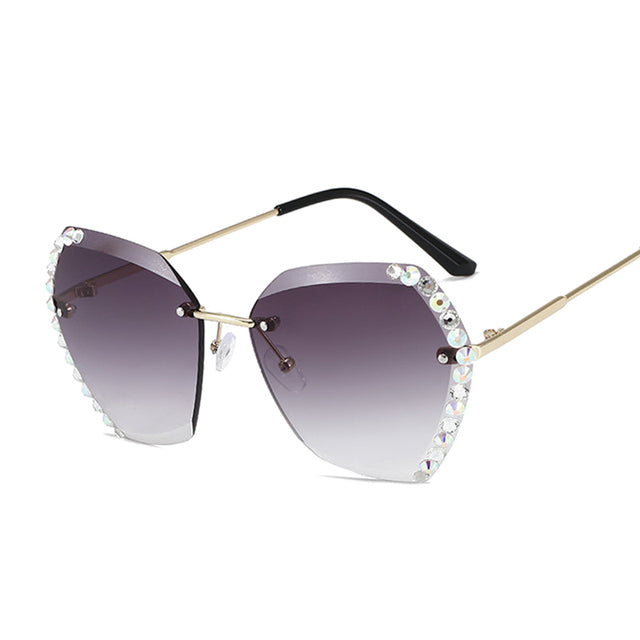 Polygon Rimless Diamond Metal Frameless Gradient Sunglasses