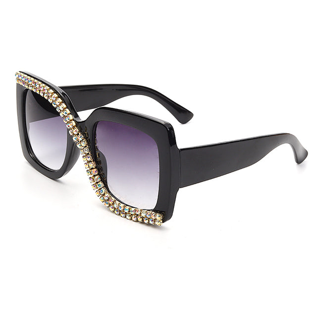 Women Diamond Square Vintage Oversize Sunglasses