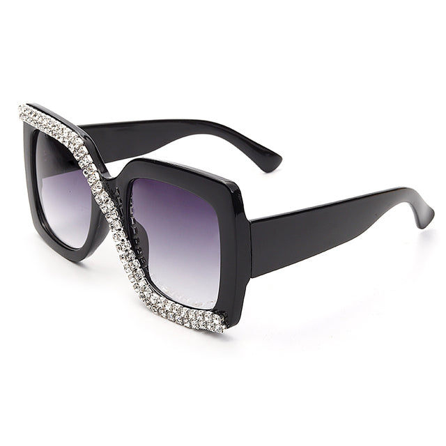 Women Diamond Square Vintage Oversize Sunglasses