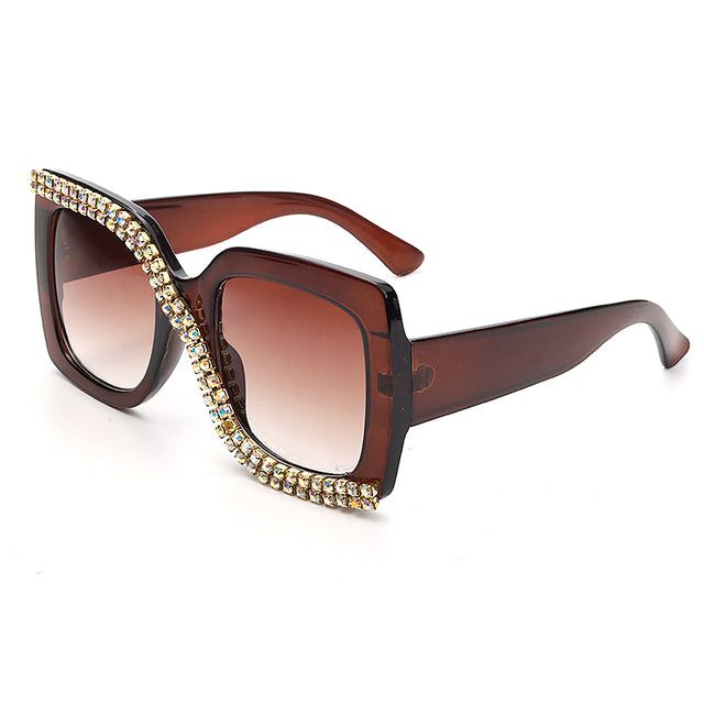 Women Diamond Square Vintage Oversize Sunglasses