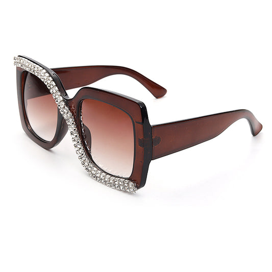 Women Diamond Square Vintage Oversize Sunglasses